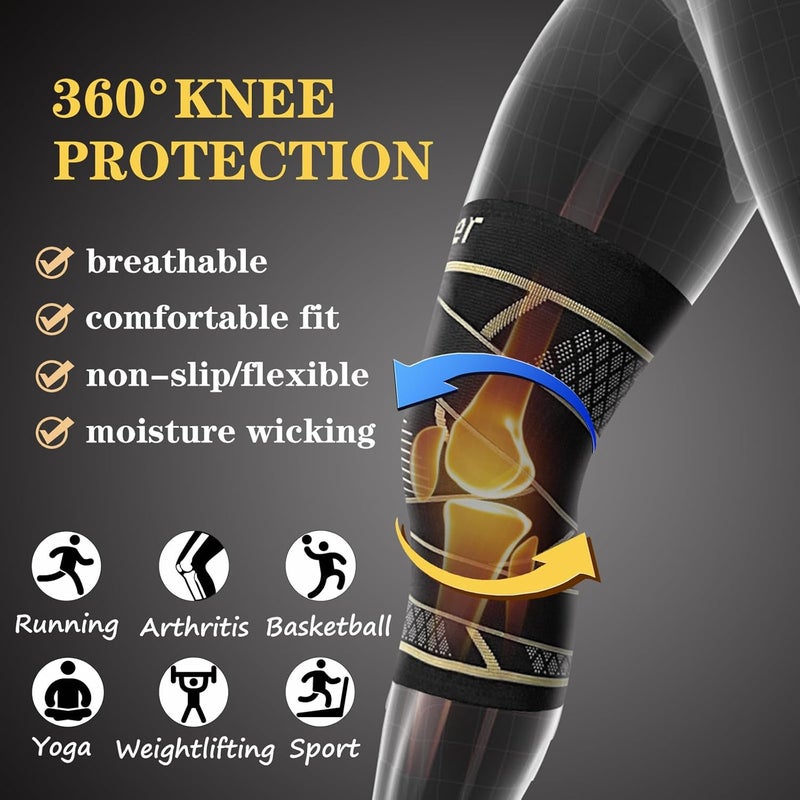 MEIDDANO Copper Knee Braces with Strap for Knee Pain Women and Men(2 Pack), Knee Compression Sleeve for Arthritis, ACL, Meniscus Tear, Joint Pain Relief, Knee Support for Working, Running, Weightlifting(3XL) - Image 4